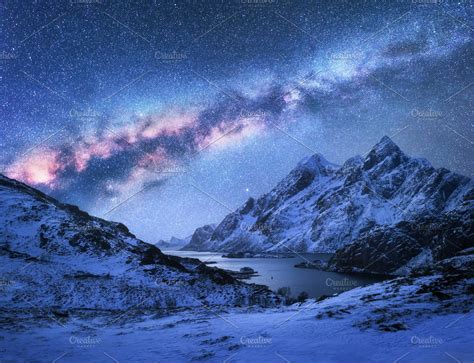 Bright Milky Way Over Mountains By Den Belitsky On Creativemarket