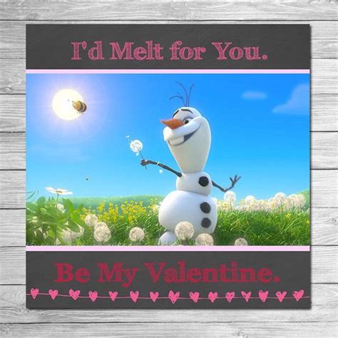 Printable Frozen Valentines Day Card Olaf Chalkboard Etsy