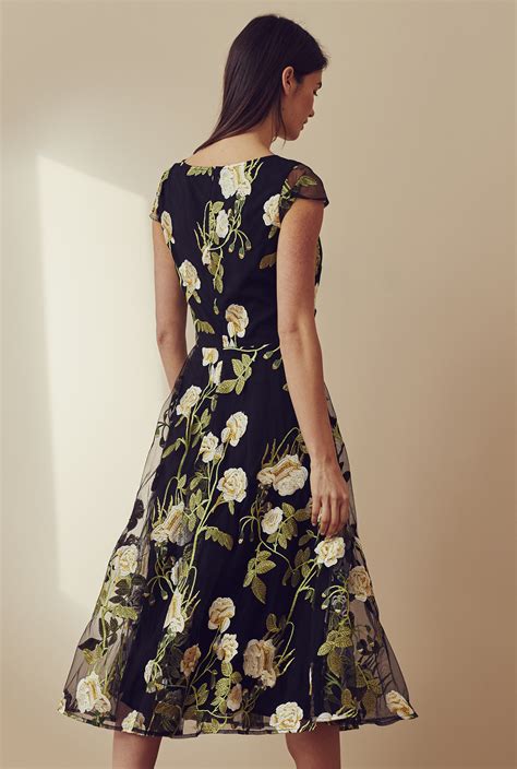 Black Floral Embroidered Occasion Dress Long Tall Sally