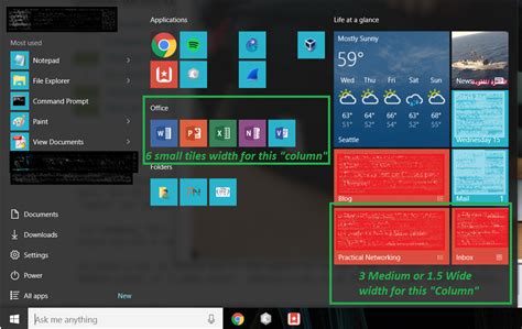 Windows 10 Change Width Of Each Panel Of Tiles In Win10 Start Menu