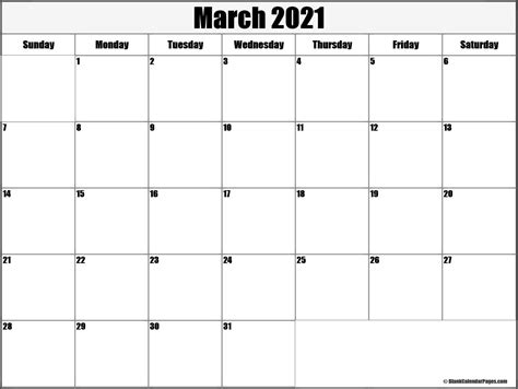 Print it out and customize it to your. March 2021 blank calendar collection.