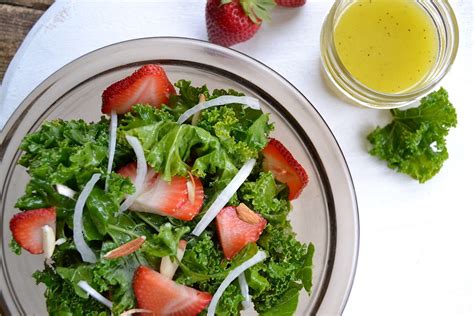 Fresh Strawberry Kale Salad With Lemon Vinaigrette Strawberry Kale