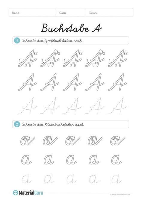 » zur übersicht schule » schreiben grundschule » rechnen grundschule. Arbeitsblatt: Buchstabe A (Schreibschrift) - A und a ...