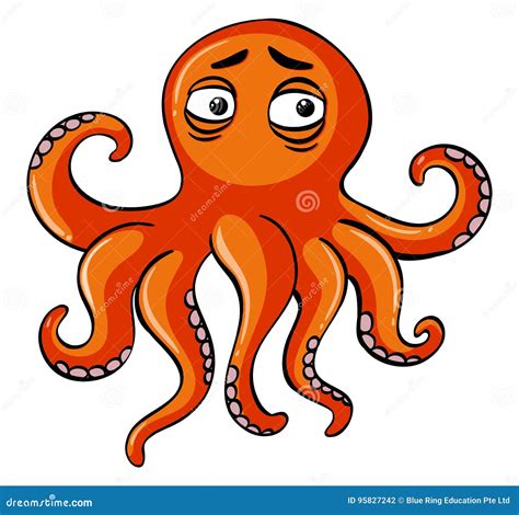Sad Octopus On White Background Stock Vector Illustration Of Comical