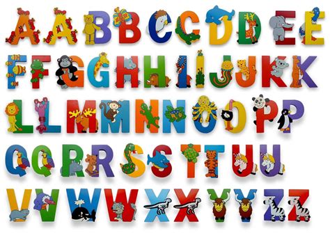 Vinsani Wooden Jungle Animal Upper Case Alphabet Letters Self Adhesive