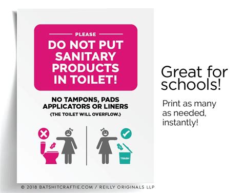 Do Not Flush Sanitary Feminine Products Printable Compliance Etsy Australia