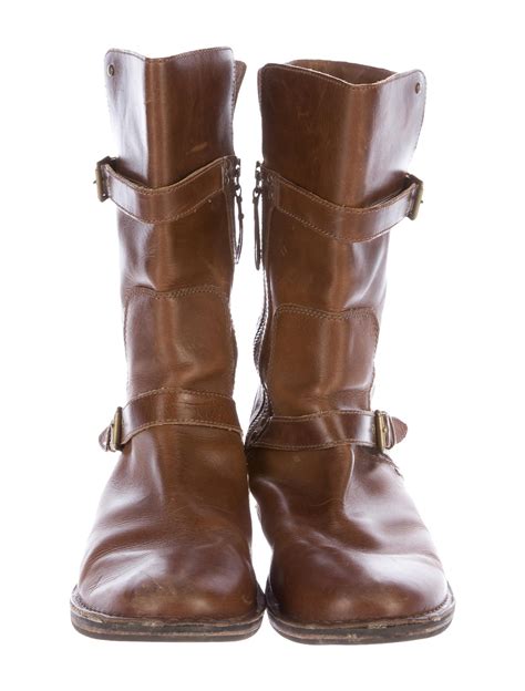 Ugg Australia Leather Mid Calf Boots Shoes Wuugg21166 The Realreal