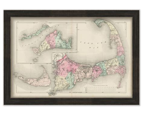 A Reproduction Colored Map Of Barnstable Dukes And Nantucket County