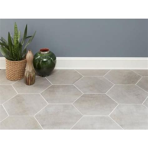 10 Large Grey Hexagon Floor Tile