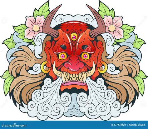 Legendary Mythological Ancient Japanese Demon Oni Design Illustration