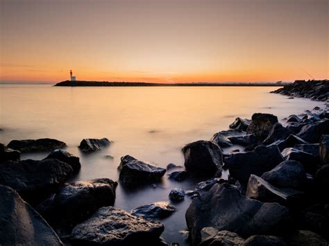 Desktop Wallpaper Black Rocks Coast Sea Sunset Nature Hd Image