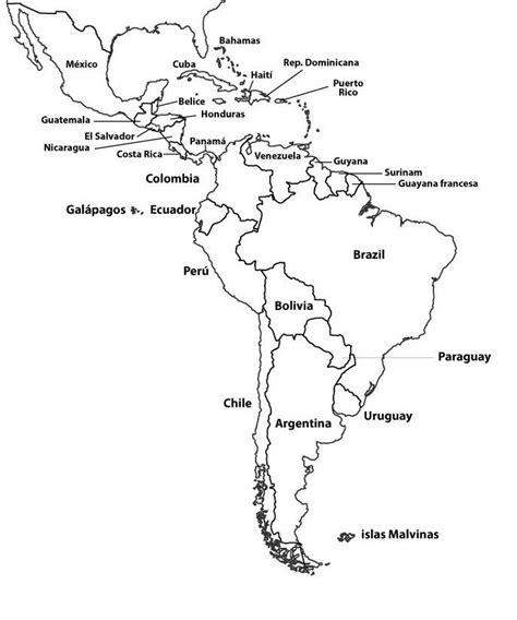 Mapa Latinoamerica America Latina Blanco Mapa De America Mapa De