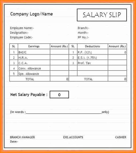 Format For Drivers Salary Slip Format Gawertime