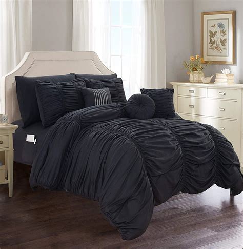 10 Piece Bed In A Bag Pleated Comforter Set Ruched Ruffle Comforter Set Includes Bed Sheet Set