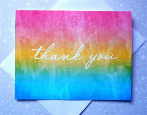 Rainbow Watercolor Thank You Note Cards 8ct Etsy Thank You Note