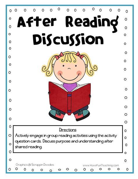 After Reading Discussion Cards Activity By Teach Simple