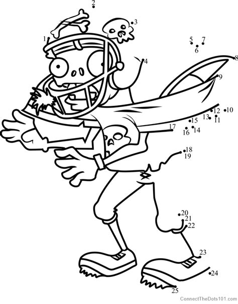 In case you don\'t find what you are looking. Football Zombie dot to dot printable worksheet - Connect The Dots