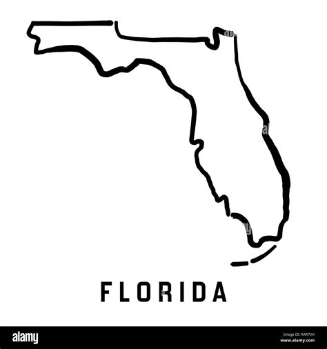 Florida State Map Outline Smooth Simplified Us State Shape Map Vector