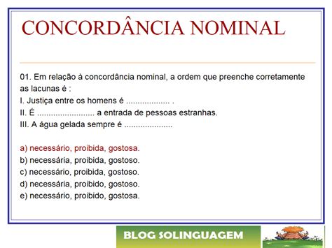 Exercícios Sobre Concordancia Nominal