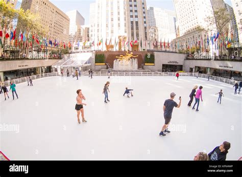 Rockefeller Center Ice Skating Rink In Midtown Manhattan In New York