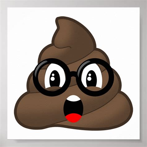 Surprised Poop Glasses Emoji Poster Zazzle