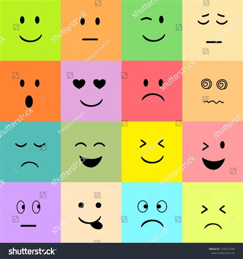 Set Colorful Emoji Background Stock Vector Royalty Free 1726277548