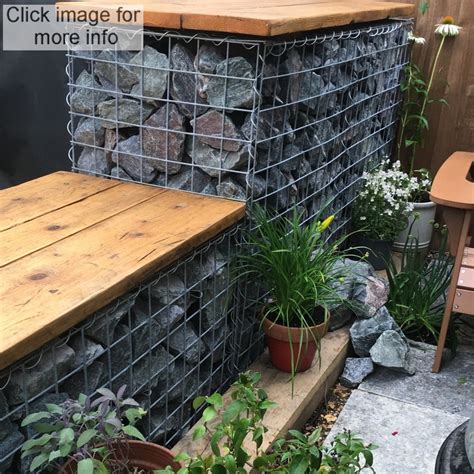 A gabion wire faced fence or basket. gabion-bench-seat1 (With images) | Backyard landscaping ...