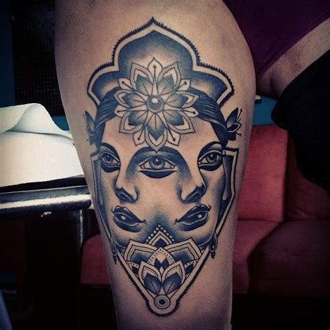 Train tracks tattoo on full leg. Split Personality Tattoo - Best Tattoo Ideas