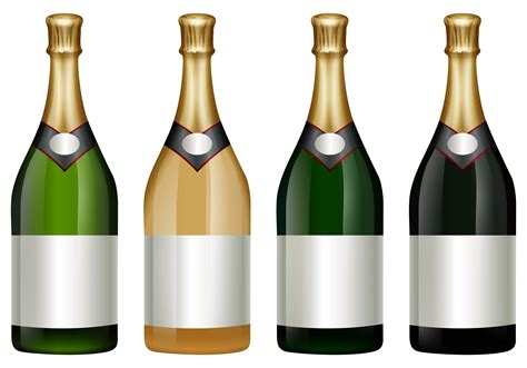 Four Champagne Bottles With Golden Lid 300074 Vector Art At Vecteezy