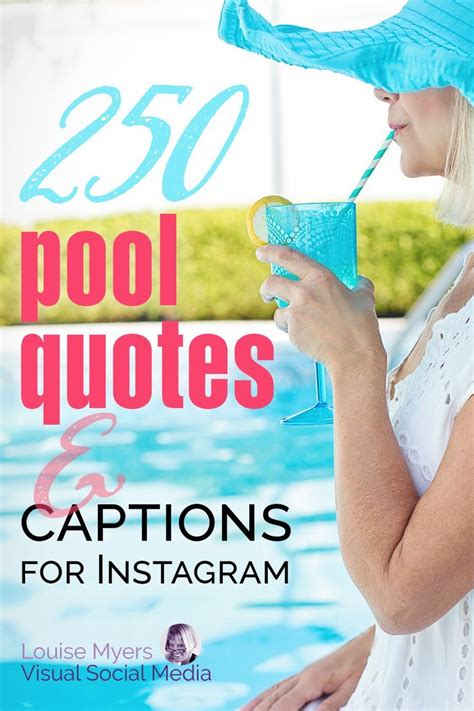 Woman At Pool With Turquoise Hat And Drink Says 250 Pool Quotes