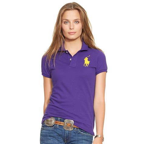 Polo Ralph Lauren Skinny Fit Big Pony Polo Shirt In Purple Lyst