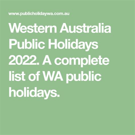 Western Australia Public Holidays 2022 A Complete List Of Wa Public