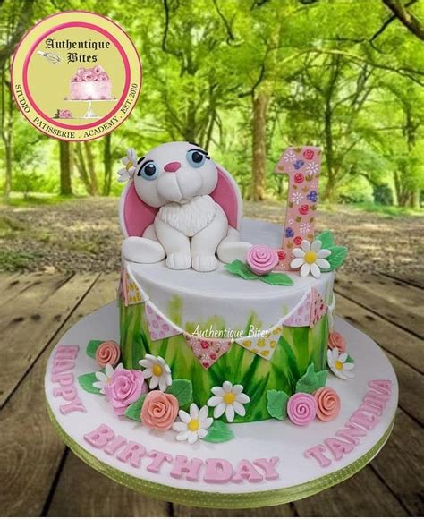 Bunny Hand Painted Cake Decorated Cake By Authentique CakesDecor