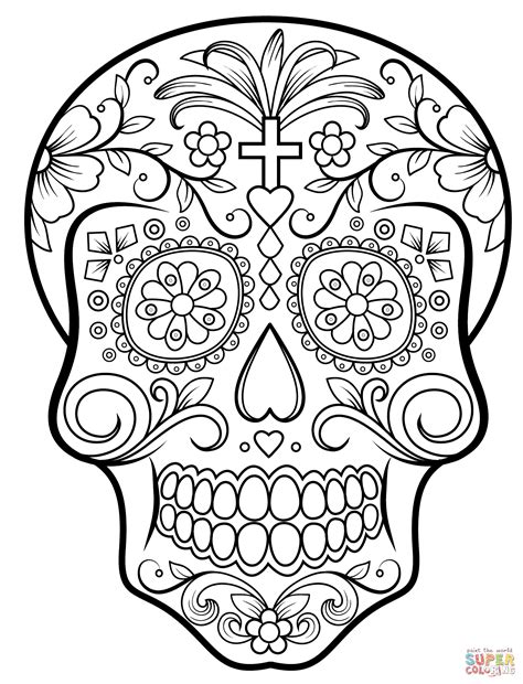 Printable skull stencil pattern pictures. Sugar Skull coloring page | Free Printable Coloring Pages