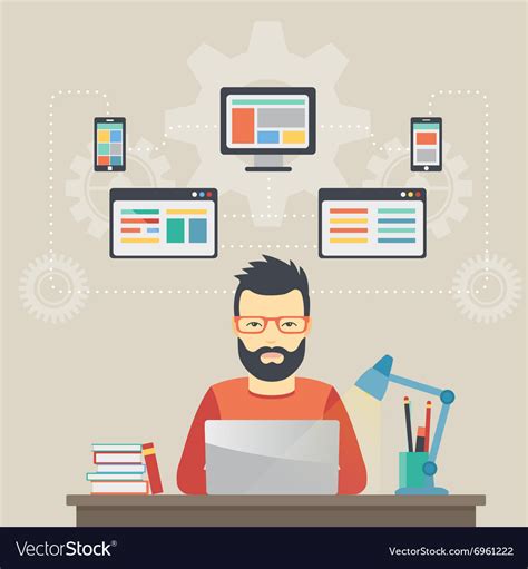 Man Software Engineer Concept With Design Vector Image