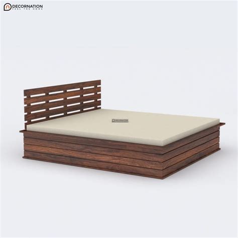 Eros Wood Storage Double Bed Brown Decornation