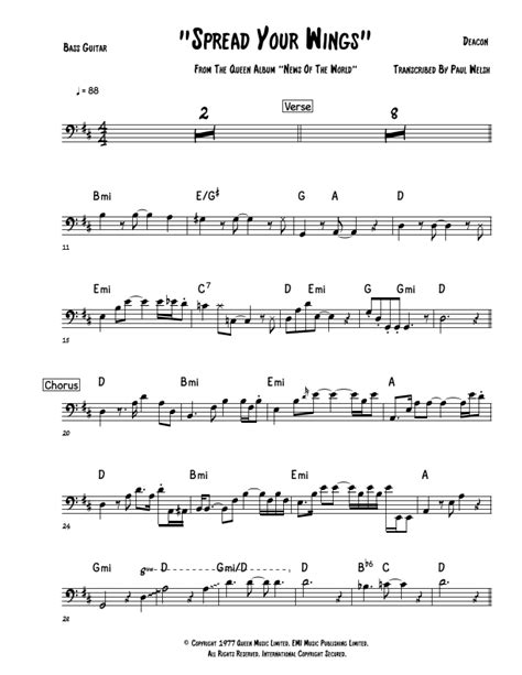 Spread Your Wings Sheet Music Queen Instrumental Solo
