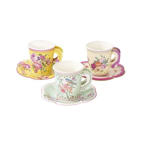Get it as soon as thu, jul 22. 12 Vintage Floral Paper Cups Saucers, Afternoon Tea Party ...