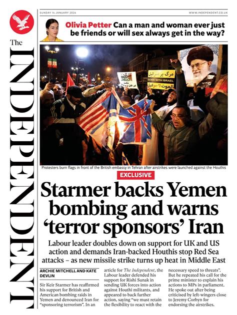 Independent Front Page Th Of January Tomorrow S Papers Today