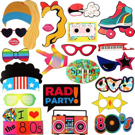 22 Pieces 80s Party Photo Booth Props 80s Theme Party Funny