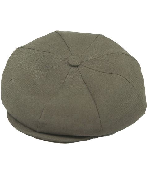 Irish Linen 8 Panel Applejack Newsboy Cap Made In Usa Olive