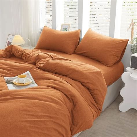 Burnt Orange Duvet Cover With Pillow Cases Pumpkin Orange Etsy