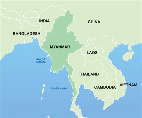 Existem diversos países que constituem todo o mundo e, sendo assim, com esta grande quantidade de regiões diferentes presentes, algumas acabam por cair no esquecimento devido a falta de bandeira da mianmar. Myanmar map detail - Myanmar on asia map (South-Eastern ...