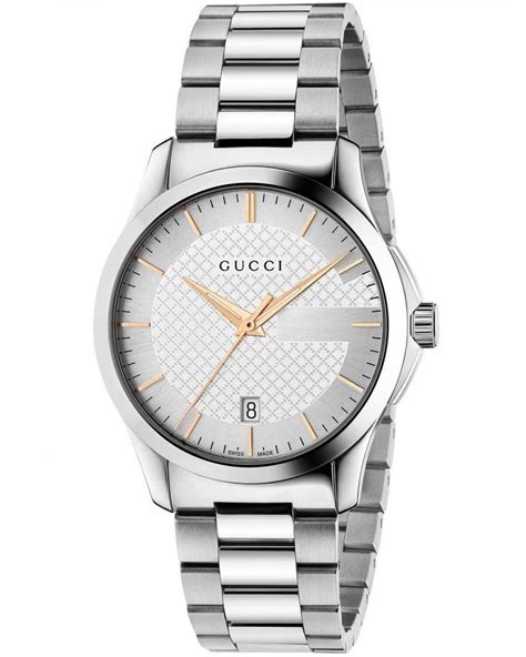 Gucci Ya126442 Gold Indices Silver Dial Bracelet Mens Watch
