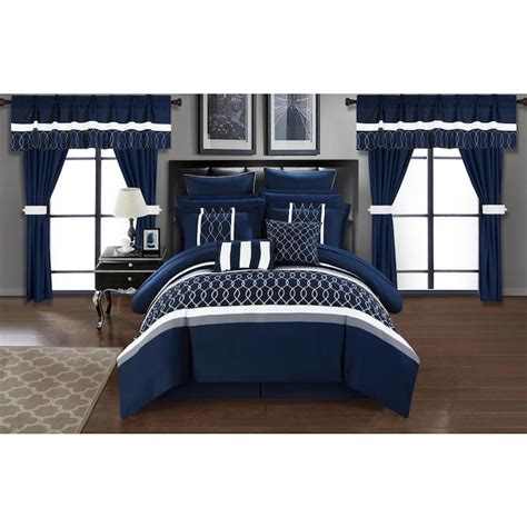 Chic Home Design Dinah 24 Piece Navy Queen Comforter Set In The Bedding
