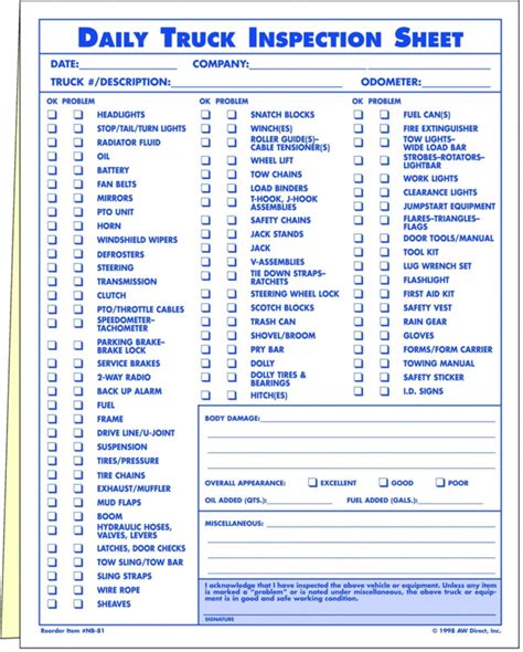 inspection spreadsheet template   vehicle inspection sheet
