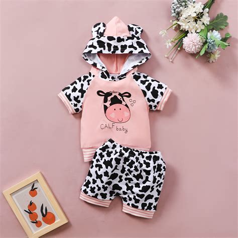 3m 3y Newborn Infant Baby Boy Girl Clothes Hoodie Cow Letter Tops