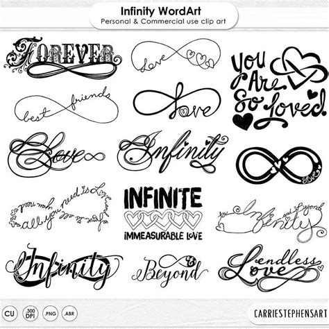 Forever Love Infinity Symbols Valentine Word Art Titles Card Art