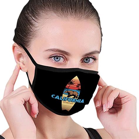 Unisex Mouth Covers Face Masks Polyester Hand Drawing Style With A California Surfing Mouth