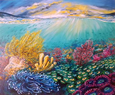 The Great Barrier Reef Oil Painting By Robert Spotten The Puffin